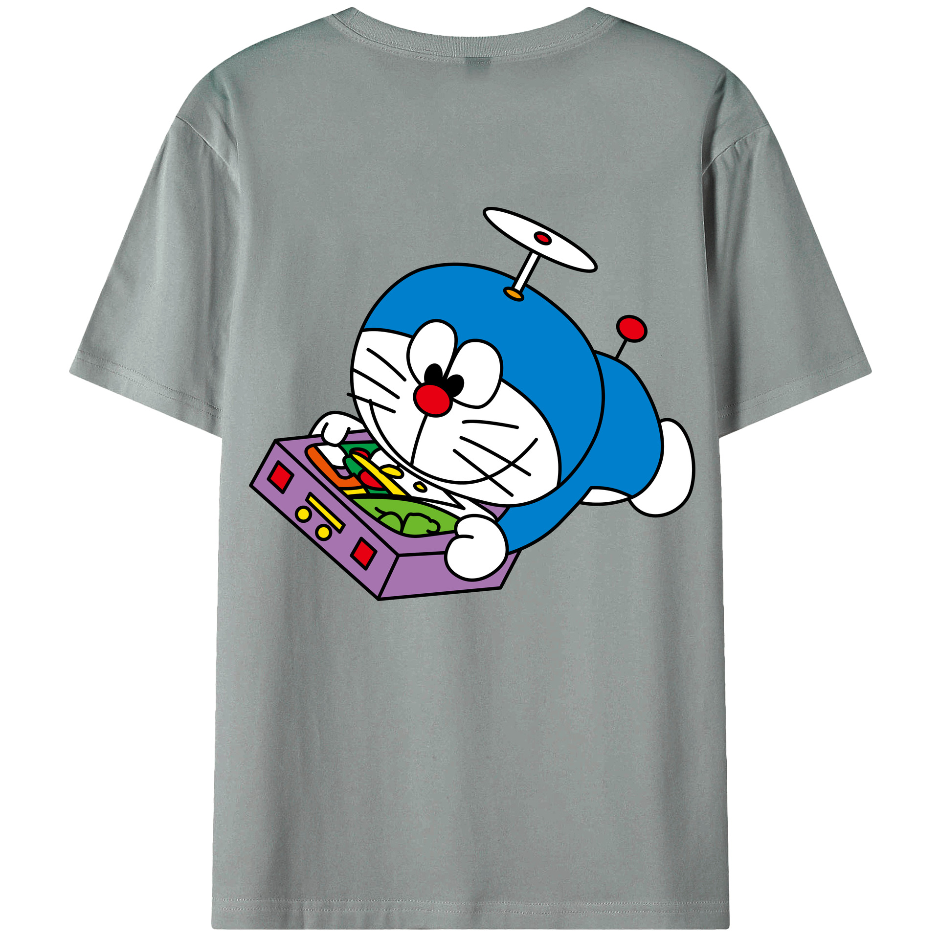 （画像用） ドラえもん Doraemon 綿100％ メンズ半袖Tシャツ（バックプリント） 通気性